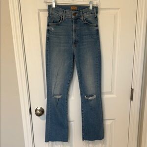 MOTHER High Rise Distressed Jeans